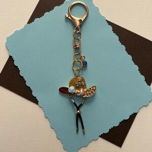 Rhinestone Cowboy Hat Keychain Purse Charm Bag Accessory